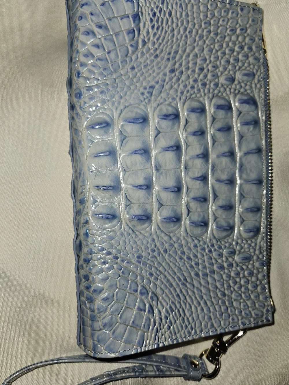 Brahmin Light Blue Croc-Embossed Wristlet